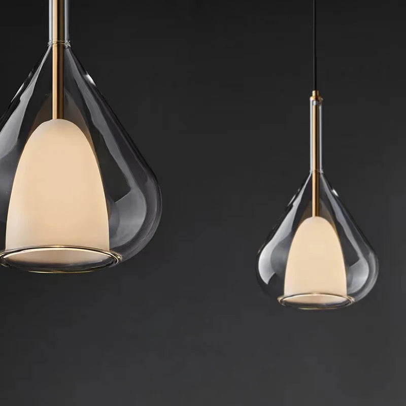 Suspension en verre lustre Led moderne lampe pendante de luxe cuisine salon chambre à côté de la lampe lustre en cristal - vue 5 sur 7