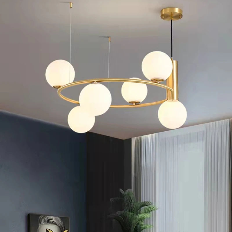 Lustre nordique en verre blanc - vue 4 sur 13