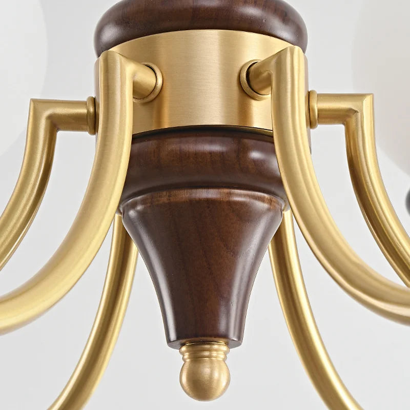 Lustre Luxe cuivre LED verre rond salon chambre décor intérieur salle à manger - vue 6 sur 12