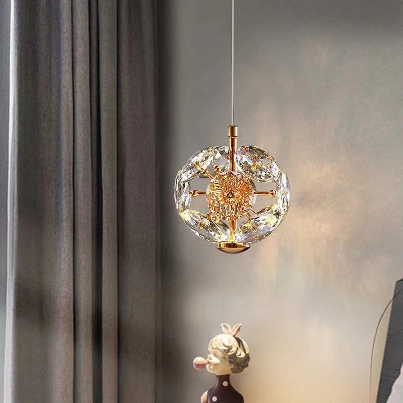 lampe de chevet suspendue cristal lumière gradation télécommande - vue 4 sur 8