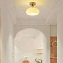Plafonnier LED en verre nordique rétro crème décor lampe or E27 éclairage pour allée couloir salon luminaires d'intérieur Lustre