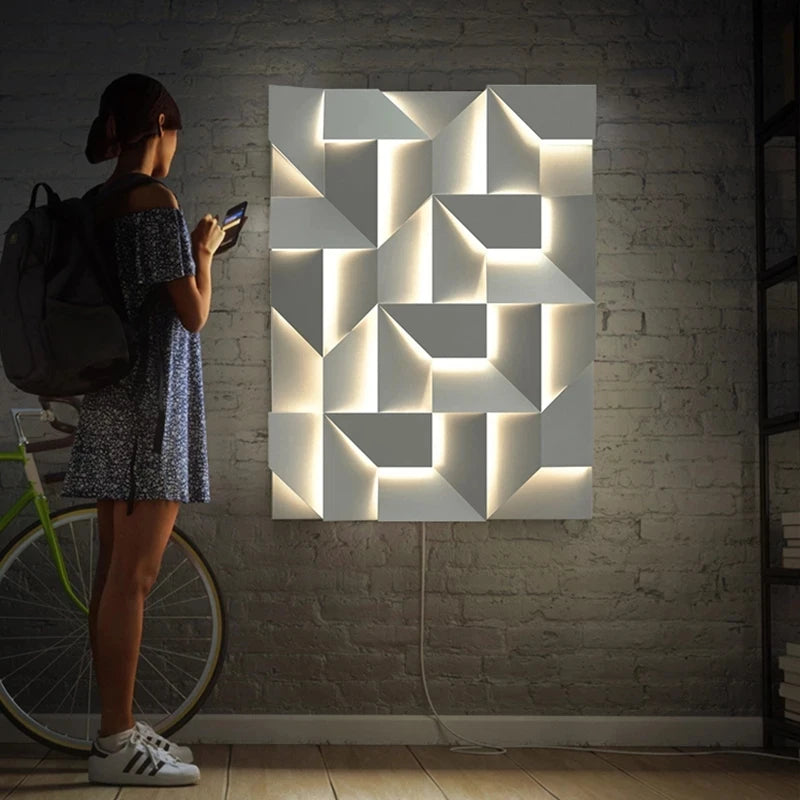 applique murale led ombres éclairage décorations d'allée art - vue 3 sur 13