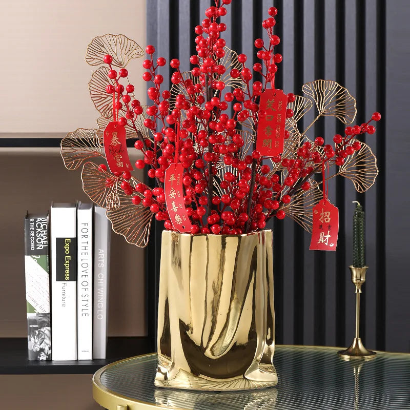 vase en céramique avec volants argentés pour fleurs décoratives - vue 6 sur 12
