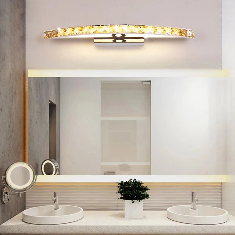 applique murale salle de bain LED miroir lumière en acier inoxydable cristal maquillage salle de bain lumières 44 cm/54 cm
