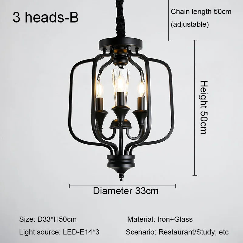 lustre rétro luxe en cristal style américain