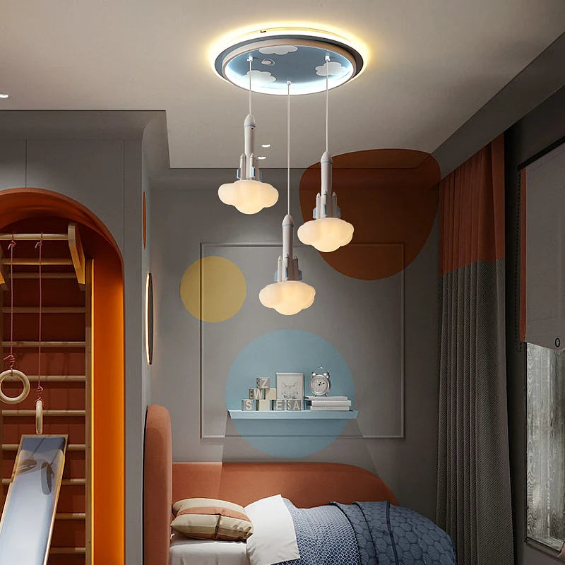 lustre led créatif trois têtes pour enfants - vue 4 sur 14