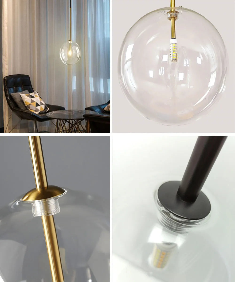 Suspension nordique moderne en verre clair - vue 6 sur 18