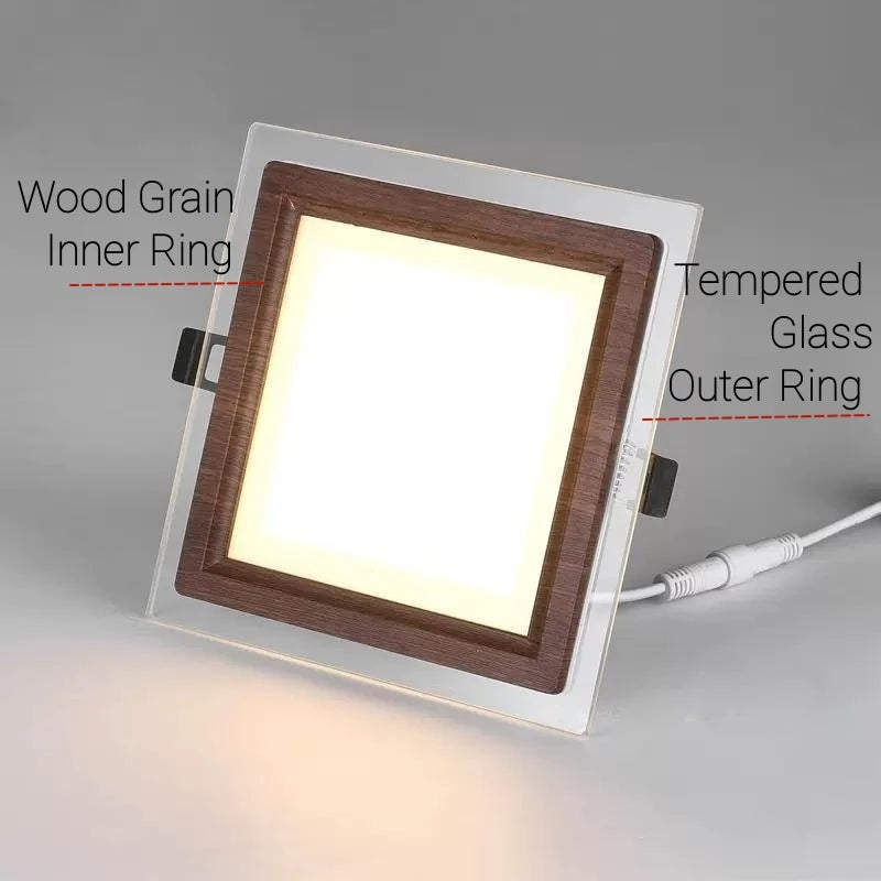 Plafonnier LED encastré Ultra-mince en Grain de bois - vue 6 sur 10