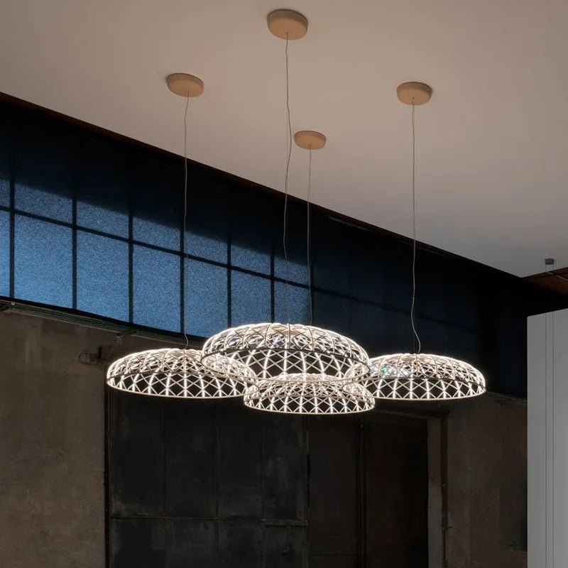 suspension moderne en corde nordic skynest led macaron mesh - vue 7 sur 10