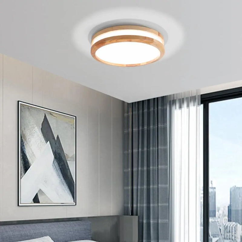 plafonnier led bois moderne nordique rond luminaire intérieur