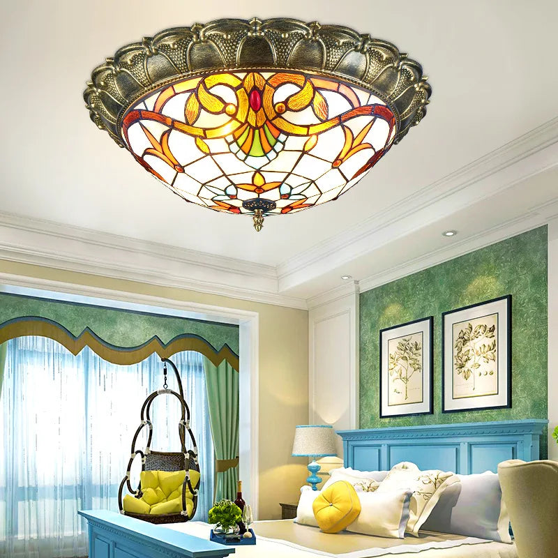plafonnier led vitrail classique pour éclairage intérieur décoratif