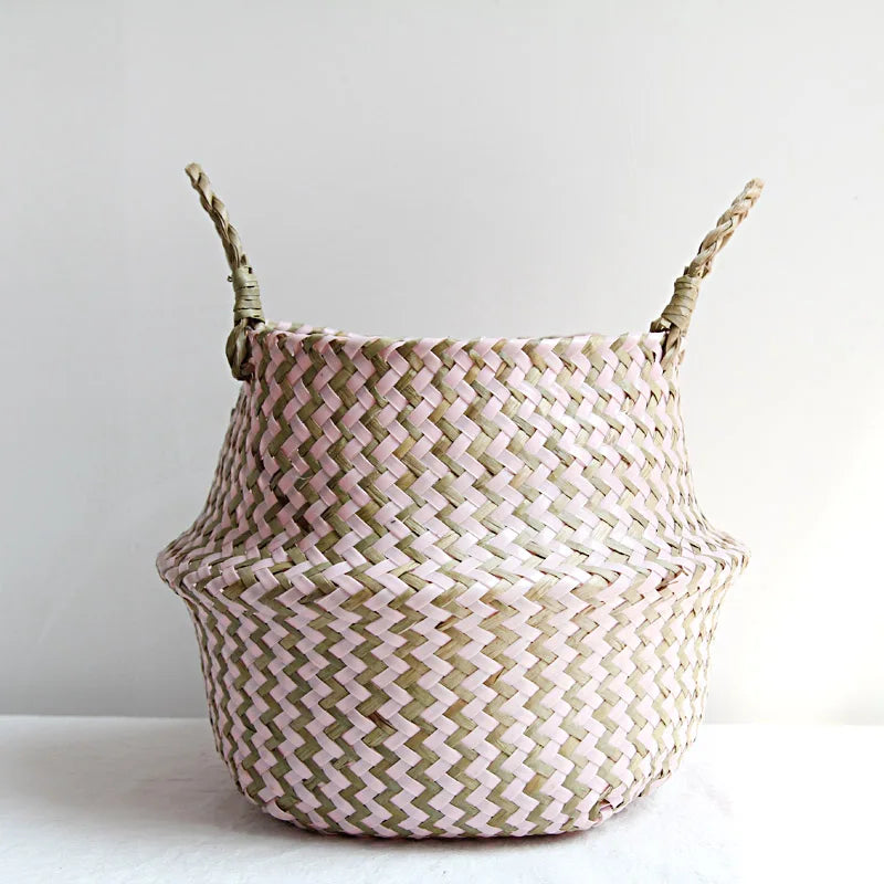 paniers de rangement en osier boho décor pliables faits main - vue 8 sur 8