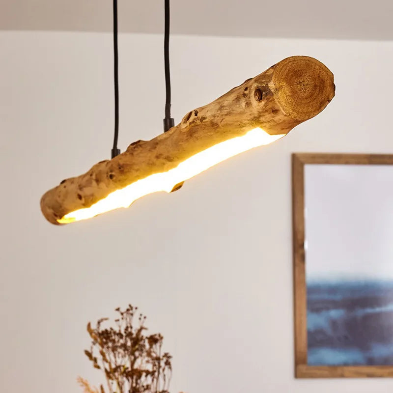 lustre japonais rétro en bois massif pour restaurant