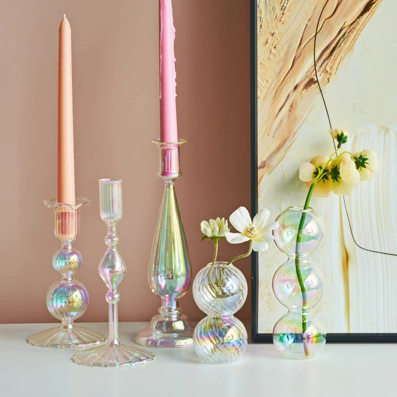 bougeoir en verre décoration nordique pour mariage et fleurs - vue 5 sur 22