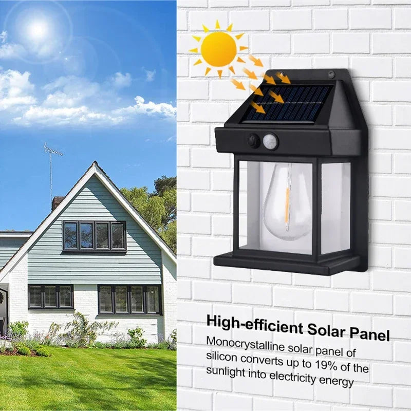 applique murale solaire d'extérieur étanche avec filament de tungstène