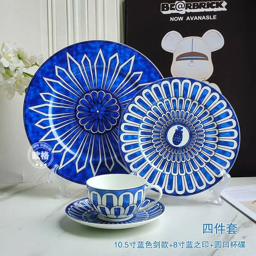 Assiette ceramique style europeen motifs sceau raffines