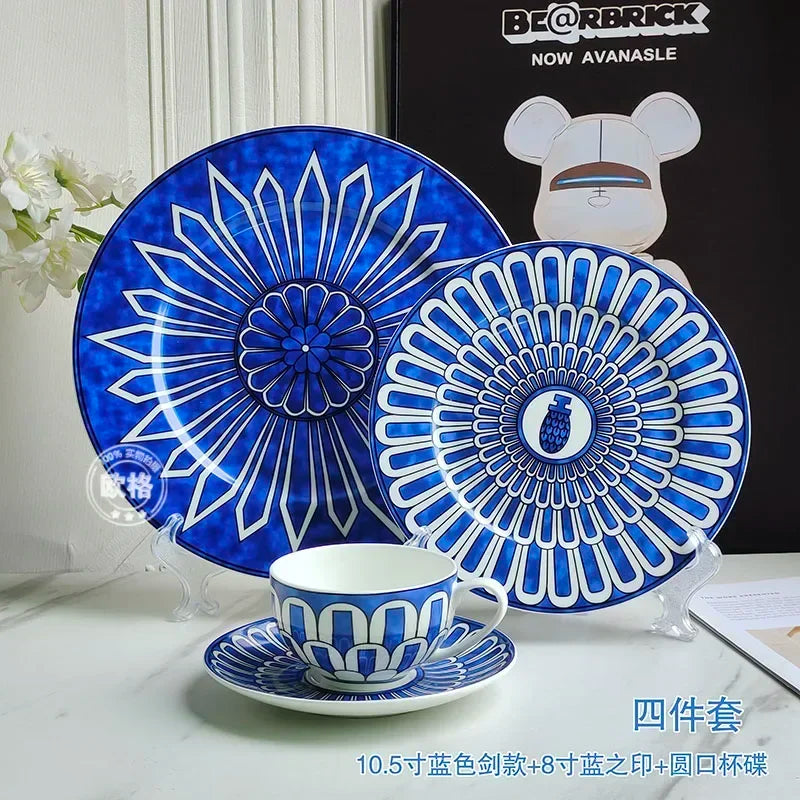 Assiette ceramique style europeen motifs sceau raffines