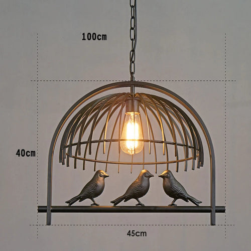 lustre cage à oiseaux en fer forgé pour café et bar