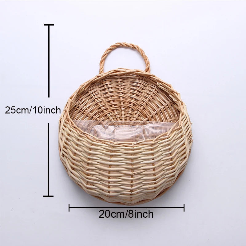 jardinière murale en rotin et osier pour plantes - vue 12 sur 12
