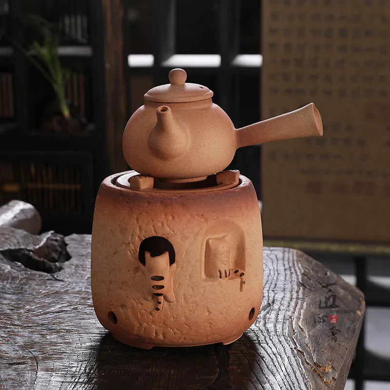 Théière céramique artisanale style kung fu rétro 1l - vue 3 sur 7