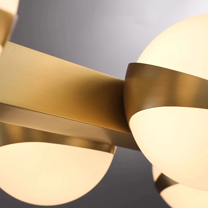Lustre doré design intérieur moderne LED - vue 6 sur 9