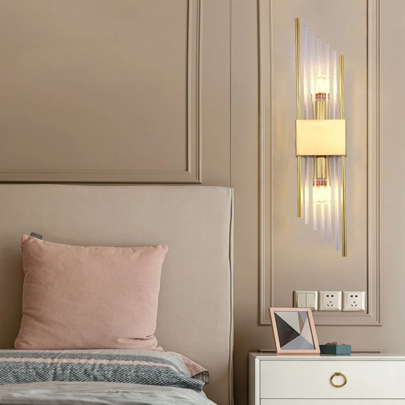 applique murale moderne double tête en cristal doré led - vue 5 sur 8