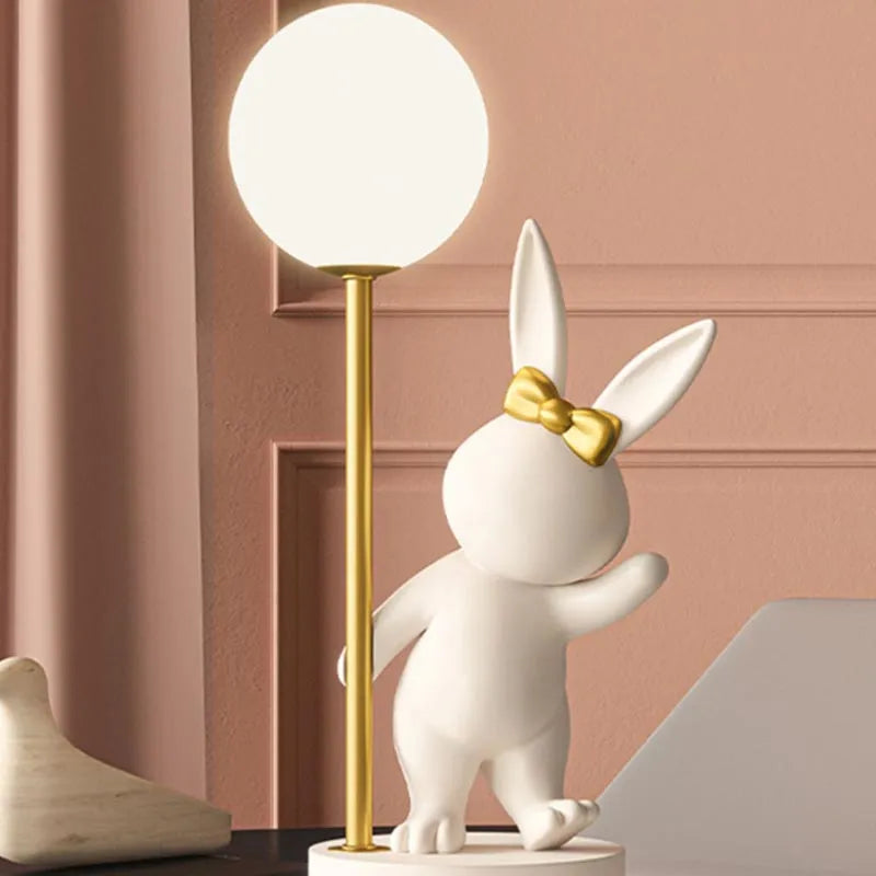Lampe de Table en forme de lapin rose nordique