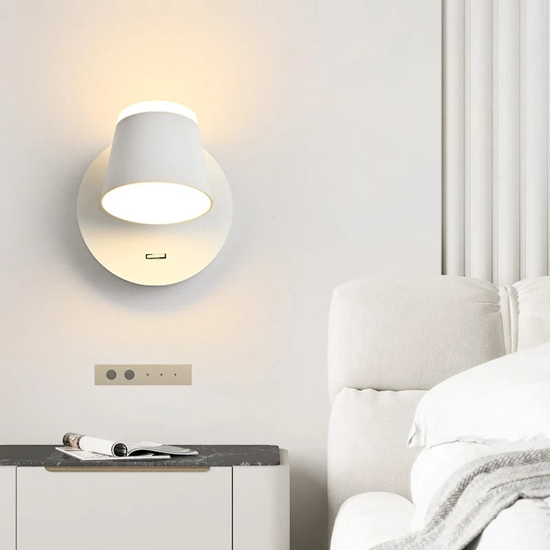 applique murale rotative nordique avec interrupteur lampe de lecture led réglable