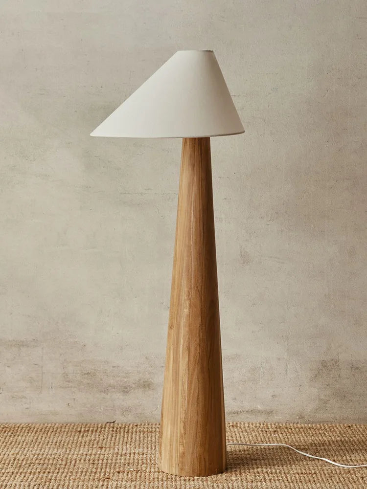 Lampadaire en tissu japonais salon à côté du canapé lampadaire en bois salon de thé rétro naturel chambre chevet lampe verticale - vue 3 sur 7