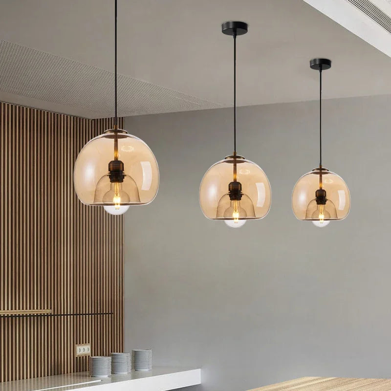 suspension moderne en verre pour décoration intérieure nordique - vue 3 sur 8