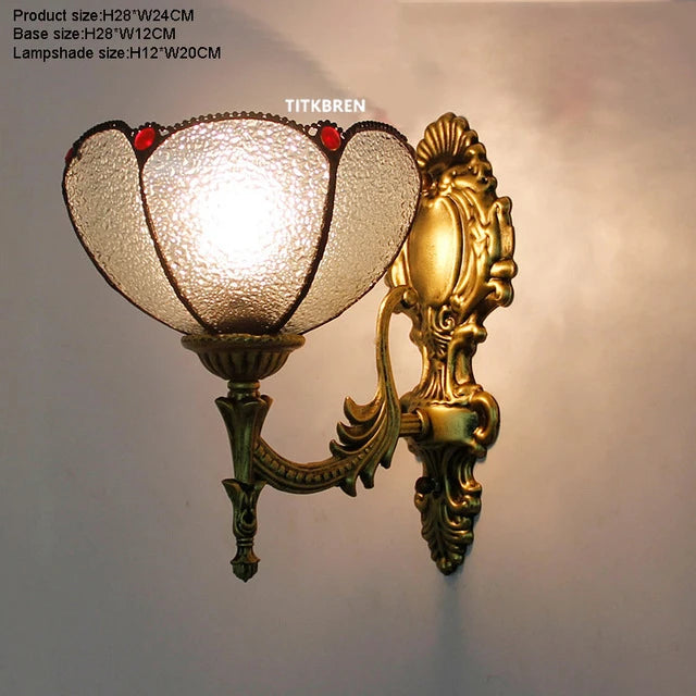 applique murale fleurs turques abat-jour baroque en verre décoratif - vue 8 sur 17