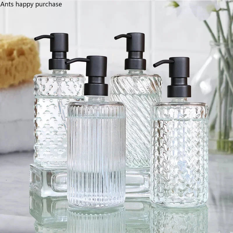 bouteille en verre pour lotion désinfectant et distributeur de savon - vue 3 sur 15