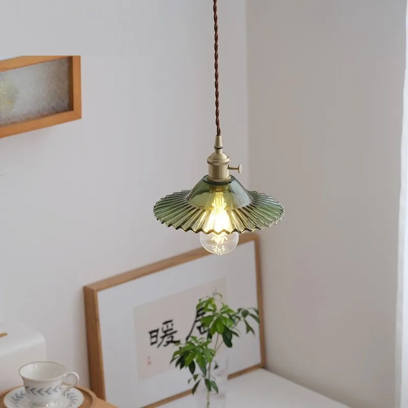 suspension nordique vintage en verre et laiton
