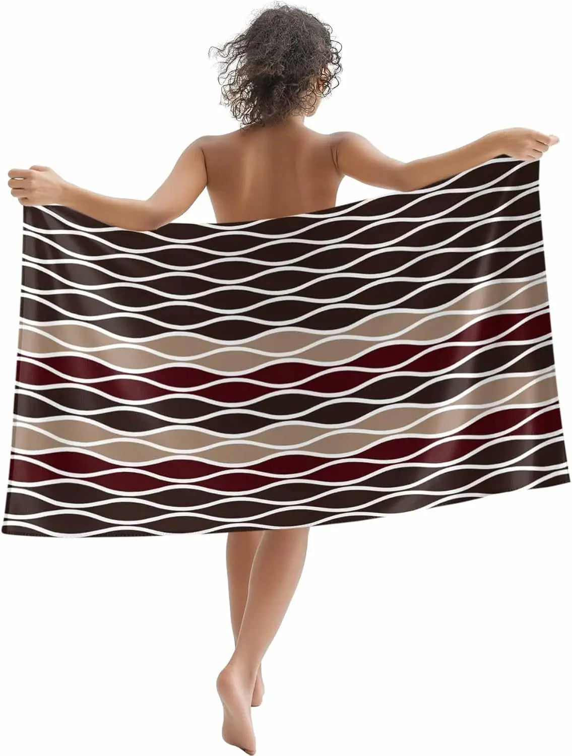 Serviette de plage motif vagues abstraites légère absorbante