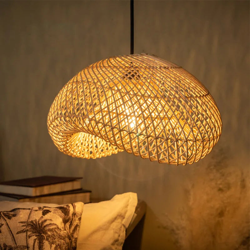 Lustre en rotin de style Wabi sabi fait à la main - vue 4 sur 8