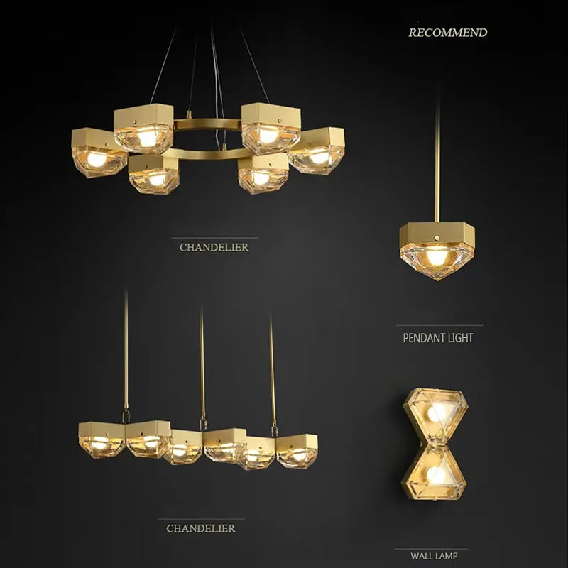 led décorative en cuivre avec suspension réglable pour salon - vue 7 sur 14