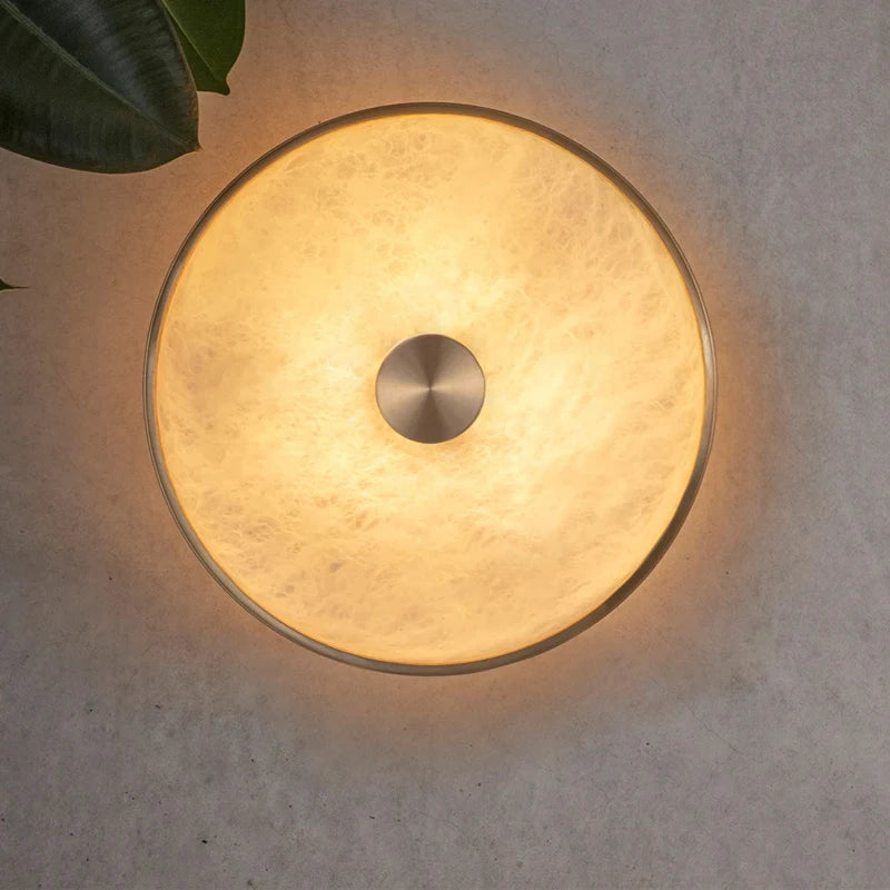 lampe de chevet créative en cuivre et marbre naturel à led