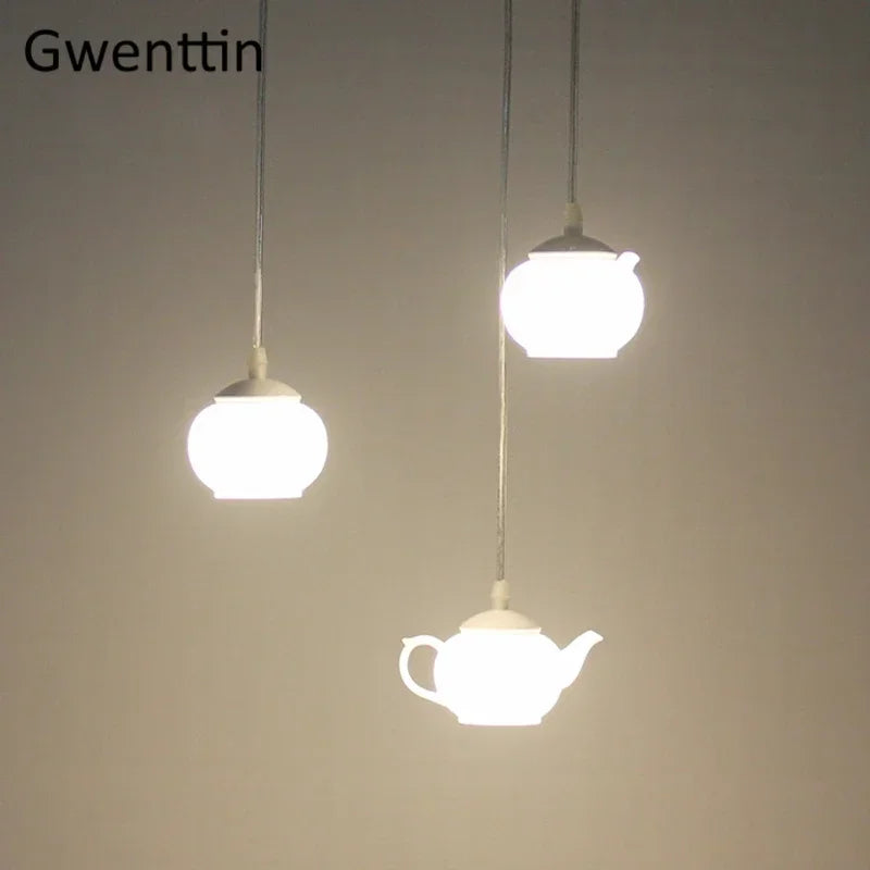 suspension théière moderne à led pour décoration intérieure nordique