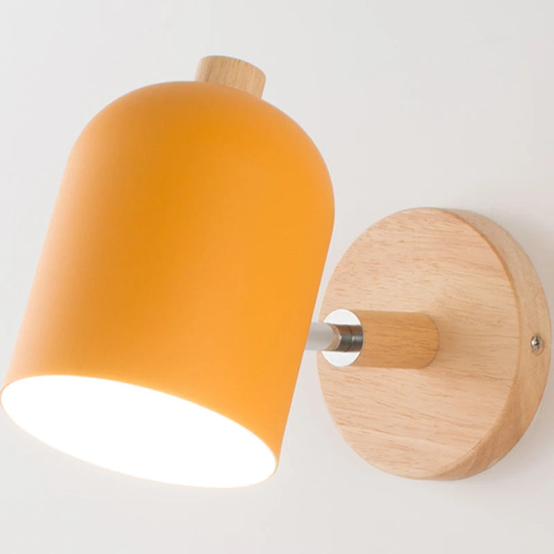 applique murale nordique moderne rotative led en fer et bois - vue 7 sur 19