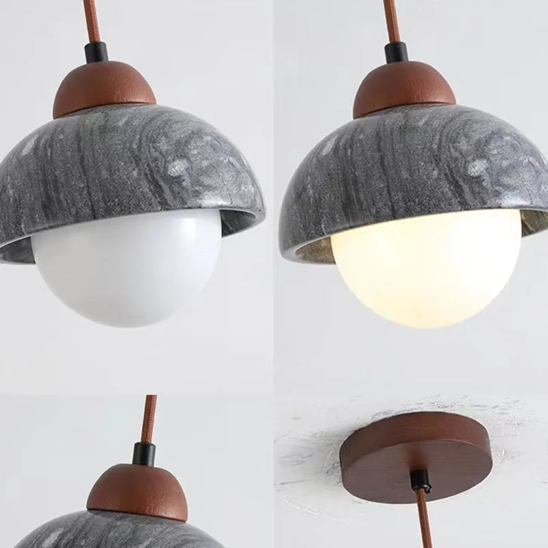 suspension moderne en pierre et bois pour intérieur - vue 6 sur 9