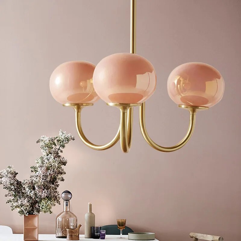 Lustre led en verre laiteux décor - vue 8 sur 12