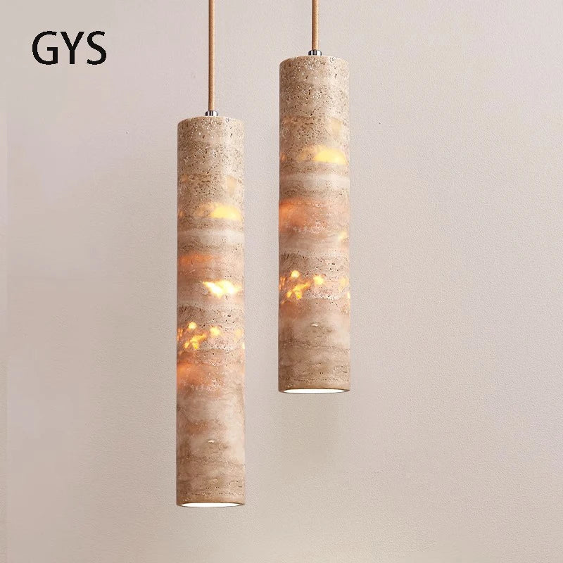 Suspension cylindrique LED en style marbre design
