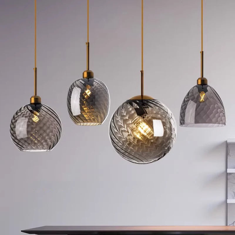 Suspension nordique forme en verre fumé pour éclairage intérieur