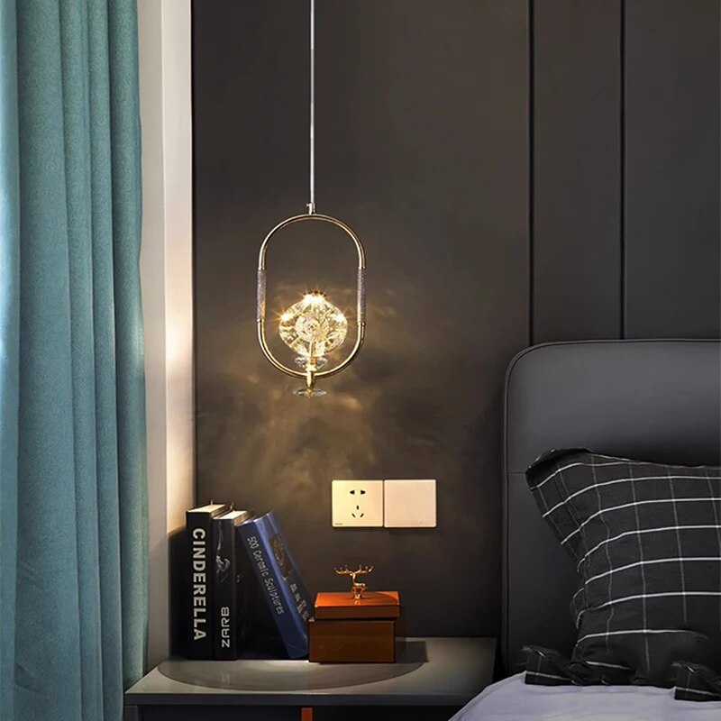 suspension luminaire cuir led verre lustre - vue 5 sur 30