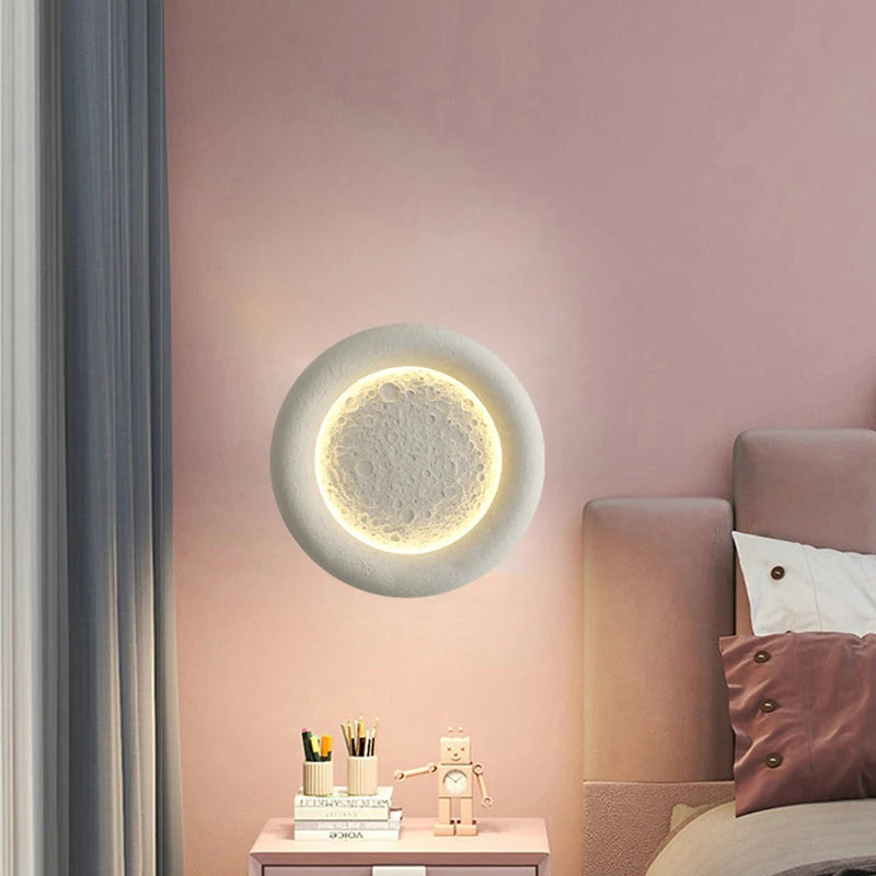 applique murale led lune 3 intensités art déco résine - vue 4 sur 8