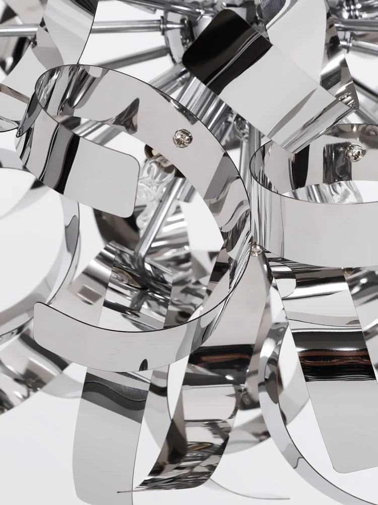 lustre post-moderne de luxe en acier inoxydable pour hôtel - vue 6 sur 8