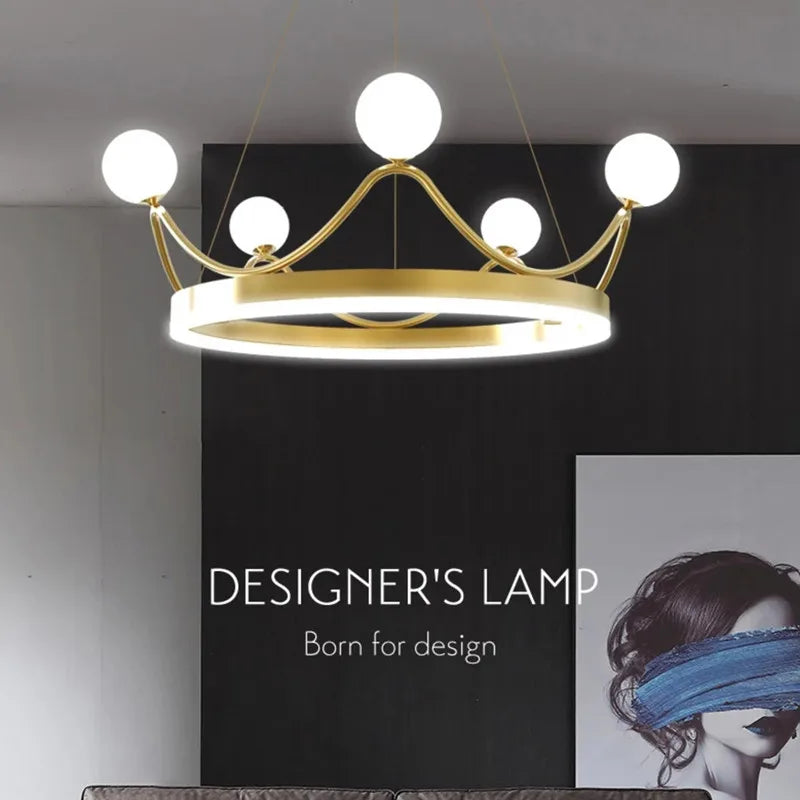 Luxe Couronne LED Lustre Lustre Éclairage Belle Anneau Enfants Chambre D'enfants Plafond Suspension Luminaires Suspendus
