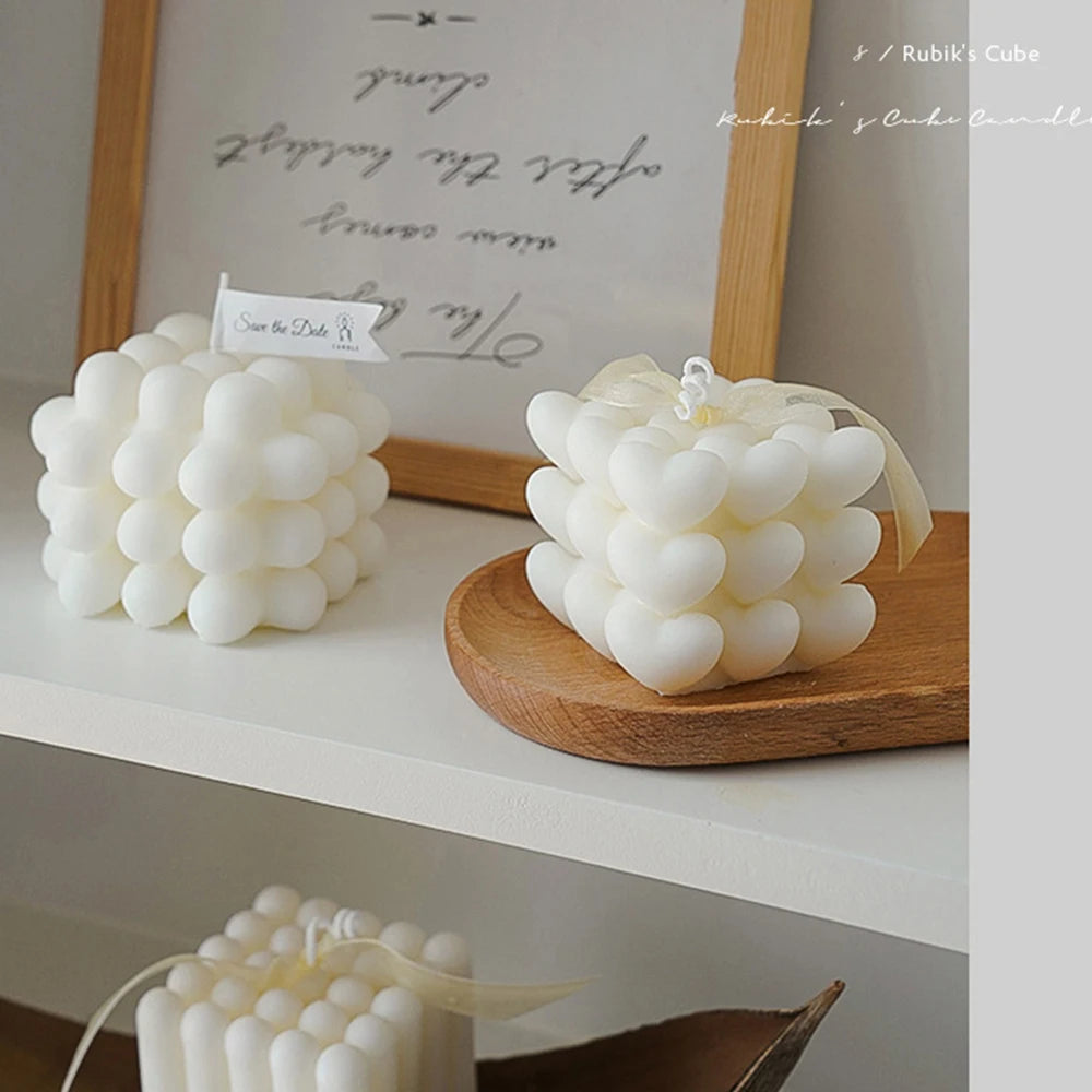 bougies parfumées cube rubik en cire de soja pour décoration et aromathérapie - vue 6 sur 13