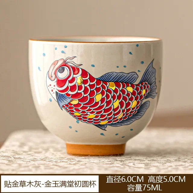 Théière céramique chinoise arowana style kung fu rétro