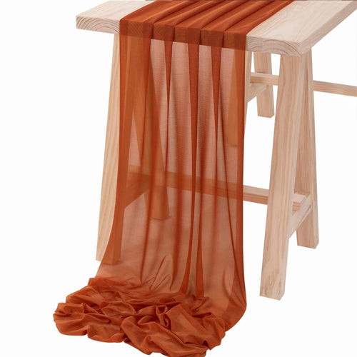 Chemin de table mousseline bohème transparent mariage lot4